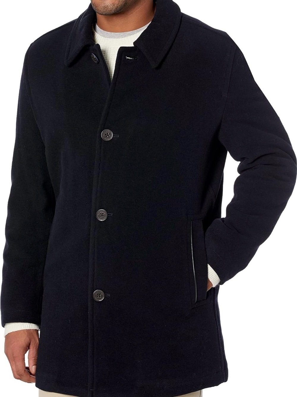 Cole Haan Navy Button-Up Wool Plush Car Coat XXL NWOT
